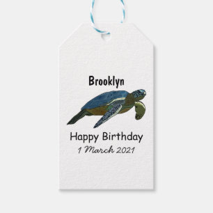 Sea turtle cartoon illustration gift tags