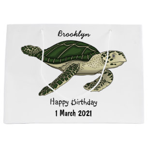 Sea turtle cartoon illustration large gift bag