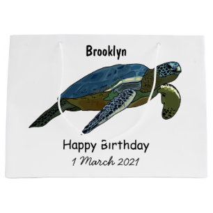 Sea turtle cartoon illustration large gift bag