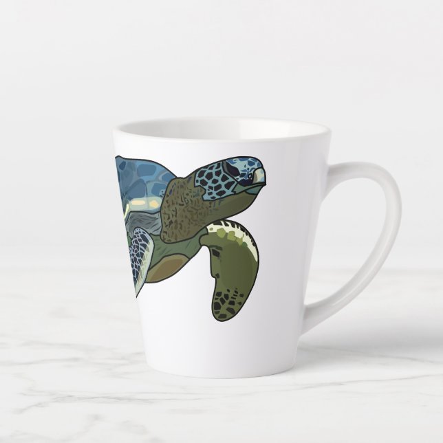 Sea turtle cartoon illustration latte mug (Right)