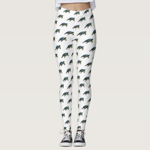 Sea turtle cartoon illustration leggings