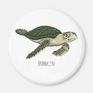 Sea turtle cartoon illustration magnet