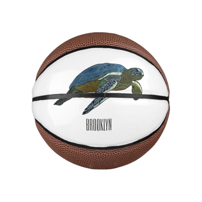 Sea turtle cartoon illustration mini basketball (Front)
