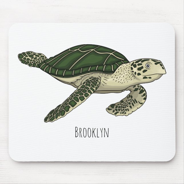 Sea turtle cartoon illustration  mouse mat (Front)