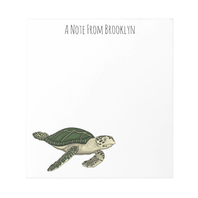 Sea turtle cartoon illustration notepad (Front)