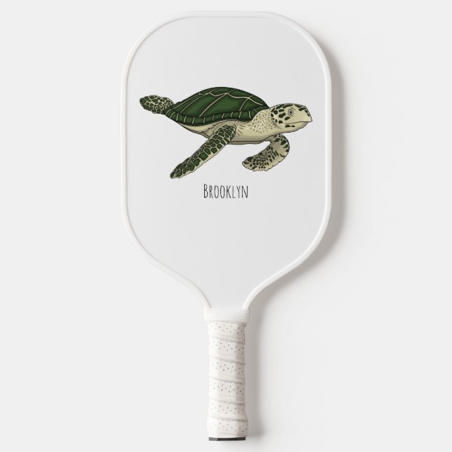 Sea turtle cartoon illustration  pickleball paddle (Front)
