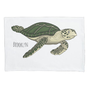 Sea turtle cartoon illustration pillowcase