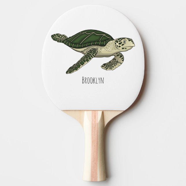 Sea turtle cartoon illustration  ping pong paddle (Front)