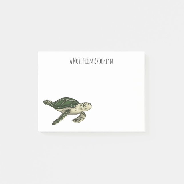 Sea turtle cartoon illustration post-it notes (Front)