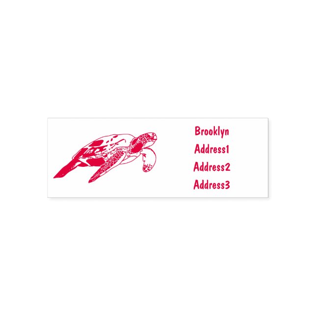 Sea turtle cartoon illustration self-inking stamp (Design)