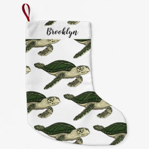 Sea turtle cartoon illustration small christmas stocking