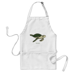 Sea turtle cartoon illustration  standard apron