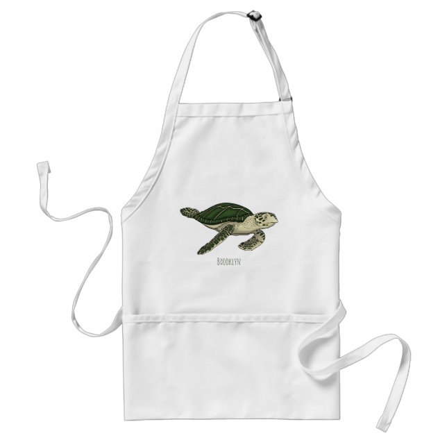 Sea turtle cartoon illustration  standard apron (Front)