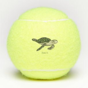 Sea turtle cartoon illustration tennis balls