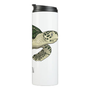 Sea turtle cartoon illustration  thermal tumbler
