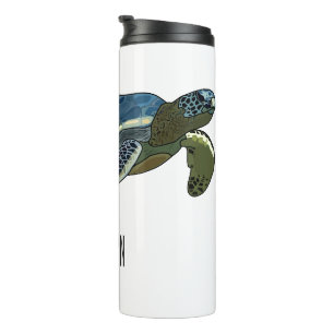 Sea turtle cartoon illustration thermal tumbler
