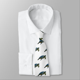 Sea turtle cartoon illustration tie