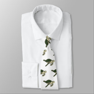 Sea turtle cartoon illustration tie