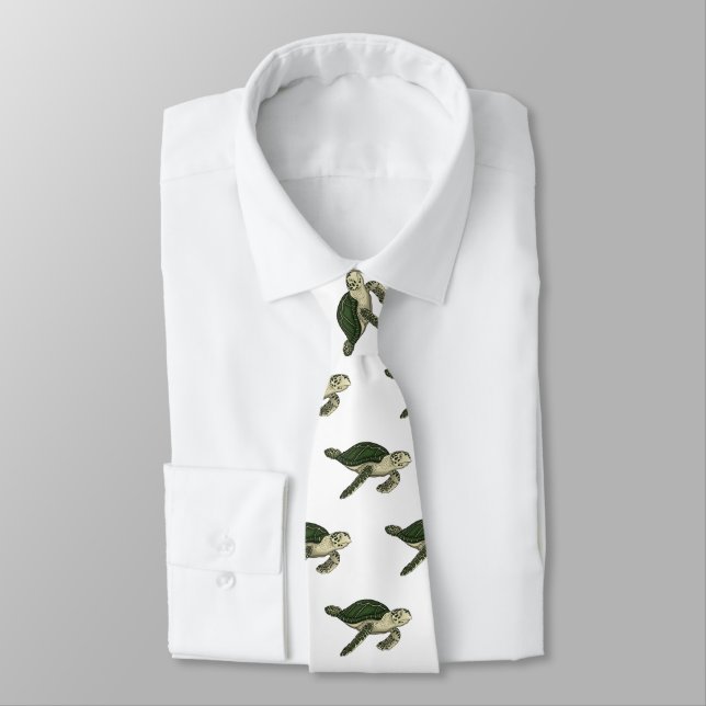 Sea turtle cartoon illustration tie (Tied)