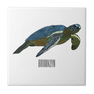Sea turtle cartoon illustration tile