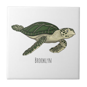 Sea turtle cartoon illustration  tile