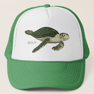 Sea turtle cartoon illustration trucker hat