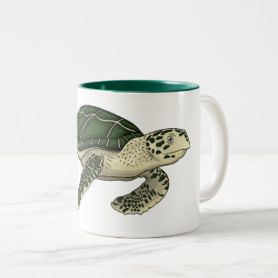 Sea turtle cartoon illustration Two-Tone coffee mug