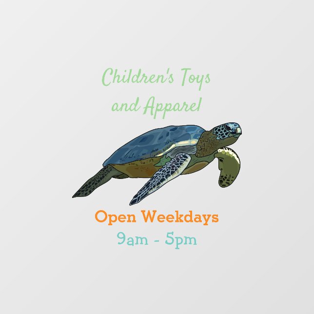 Sea turtle cartoon illustration window cling (Sheet)