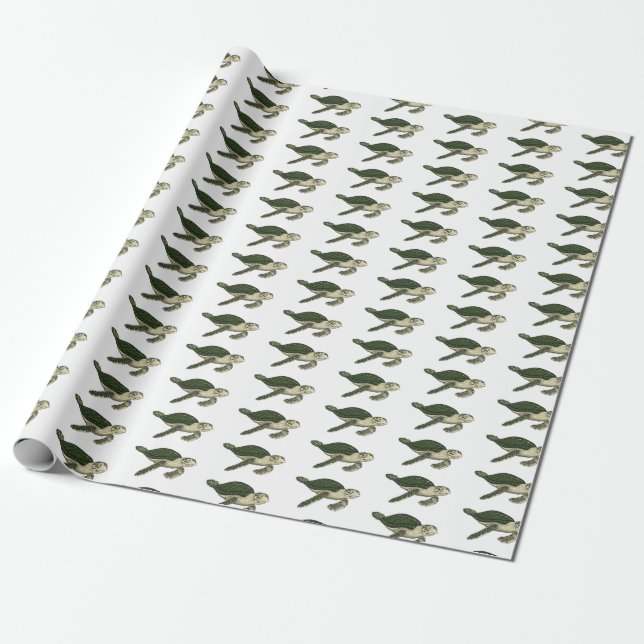 Sea turtle cartoon illustration  wrapping paper (Unrolled)