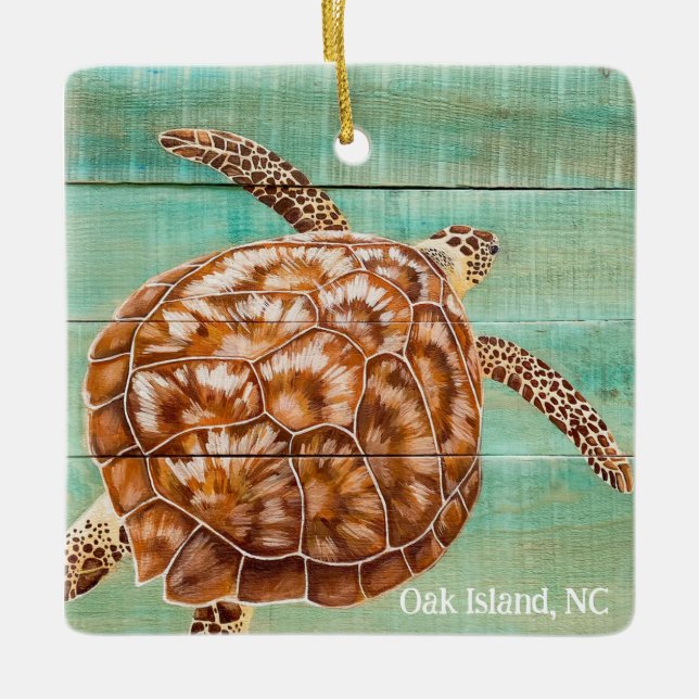 Sea Turtle  Ceramic Ornament (Front)