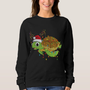 Sea Turtle Christmas Lights Funny Santa Hat Merry Sweatshirt