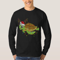 Sea Turtle Christmas Lights Funny Santa Hat Merry