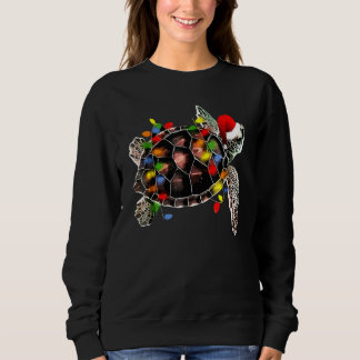 Sea Turtle Christmas Lights  Santa Hat Merry Chris Sweatshirt