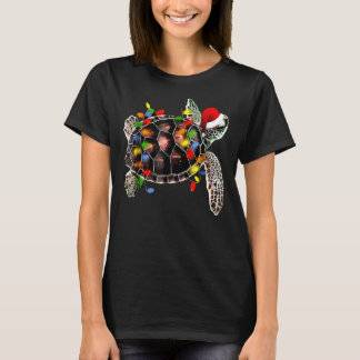 Sea Turtle Christmas Lights  Santa Hat Merry Chris T-Shirt