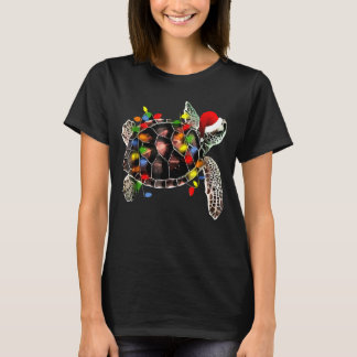 Sea Turtle Christmas Lights  Santa Hat Merry Chris T-Shirt