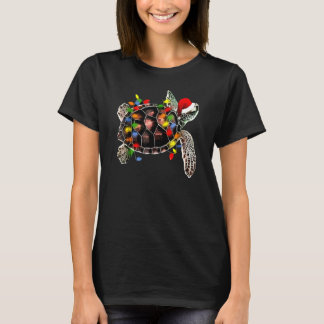 Sea Turtle Christmas Lights  Santa Hat Merry Chris T-Shirt