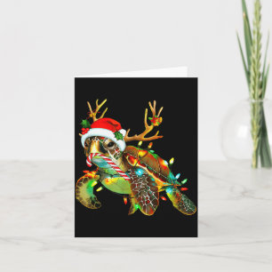 Sea Turtle Christmas Lights Santa Hat Merry Christ Card