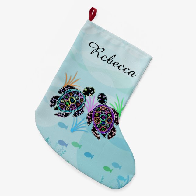 Sea Turtle Christmas Stocking (Front (Hanging))