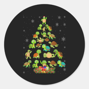 Sea Turtle Christmas Tree Matching Family Xmas Tre Classic Round Sticker