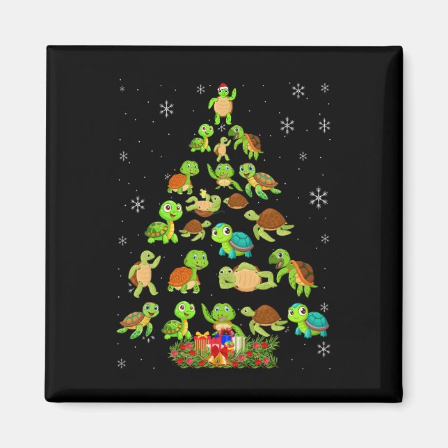 Sea Turtle Christmas Tree Matching Family Xmas Tre Magnet (Front)