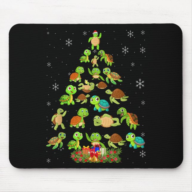 Sea Turtle Christmas Tree Matching Family Xmas Tre Mouse Mat (Front)