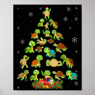 Sea Turtle Christmas Tree Matching Family Xmas Tre Poster