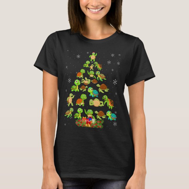 Sea Turtle Christmas Tree Matching Family Xmas Tre T-Shirt (Front)