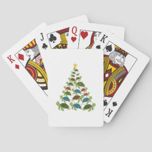 Sea Turtle Christmas Tree Santa Hat Xmas Playing Cards