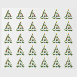 Sea Turtle Christmas Tree Santa Hat Xmas Wrapping Paper