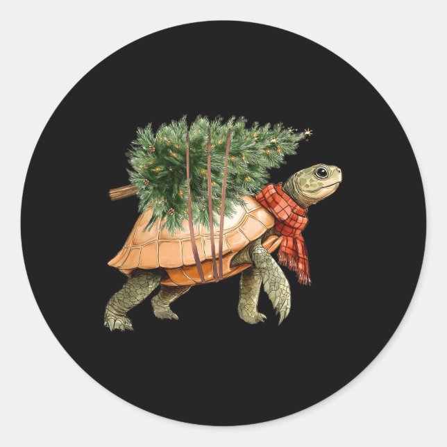 Sea Turtle Christmas Tree Turtle Beach Lover Ocean Classic Round Sticker (Front)