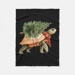 Sea Turtle Christmas Tree Turtle Beach Lover Ocean Fleece Blanket