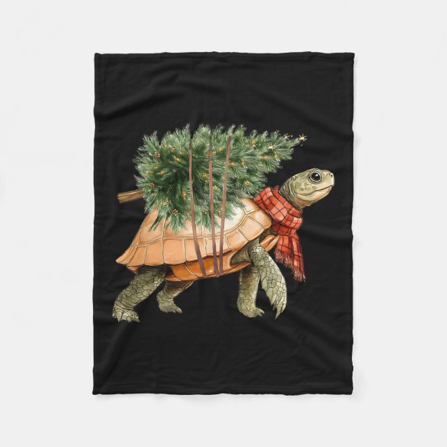 Sea Turtle Christmas Tree Turtle Beach Lover Ocean Fleece Blanket (Front)