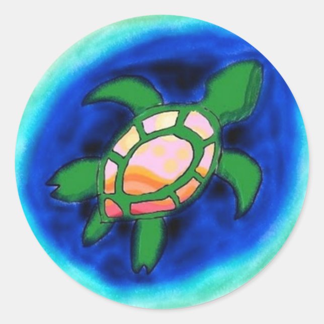 Sea Turtle Classic Round Sticker (Front)