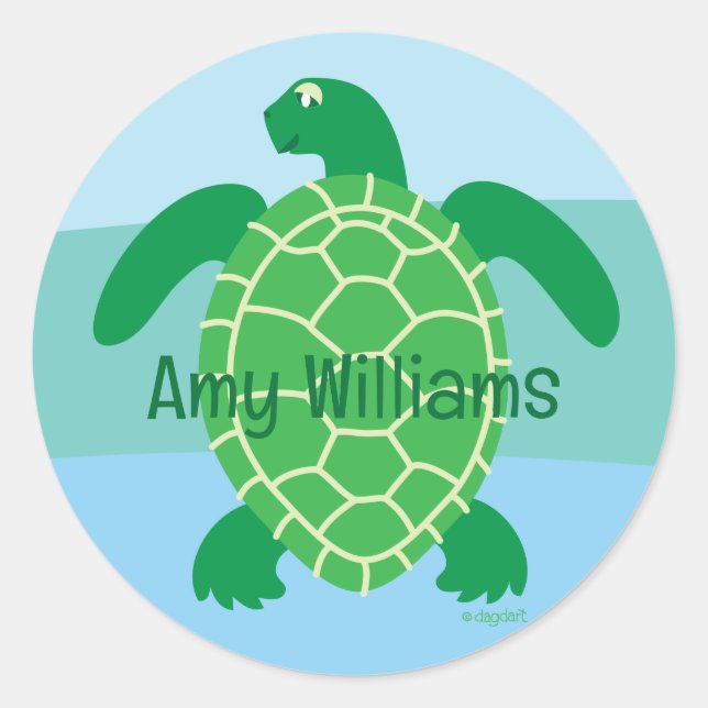 Sea Turtle Classic Round Sticker (Front)
